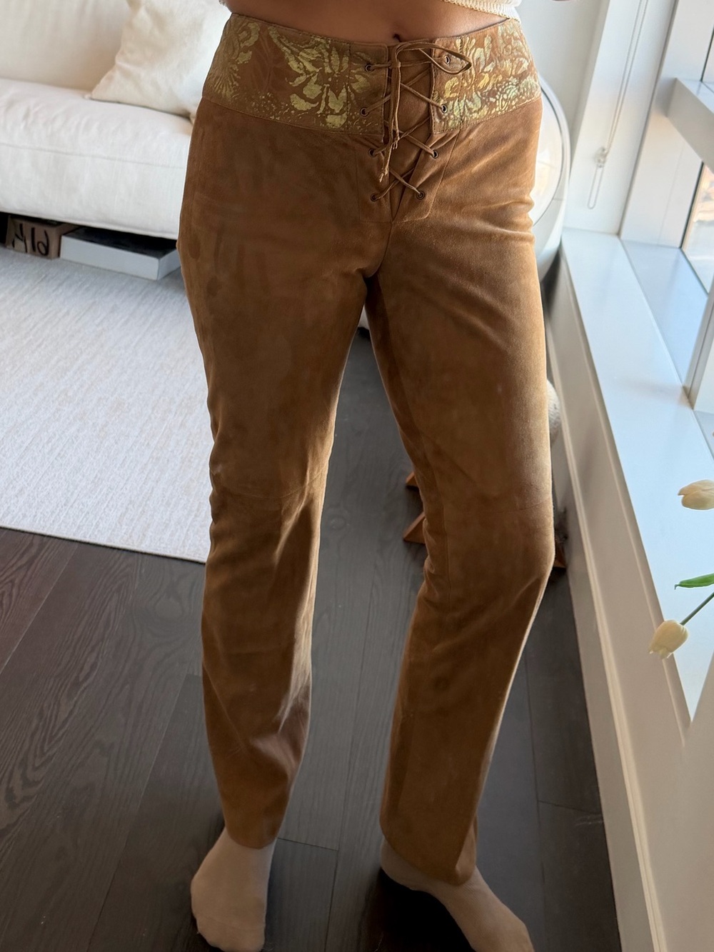Vintage Ralph Lauren Suede Lace-Up Pants — Size 2